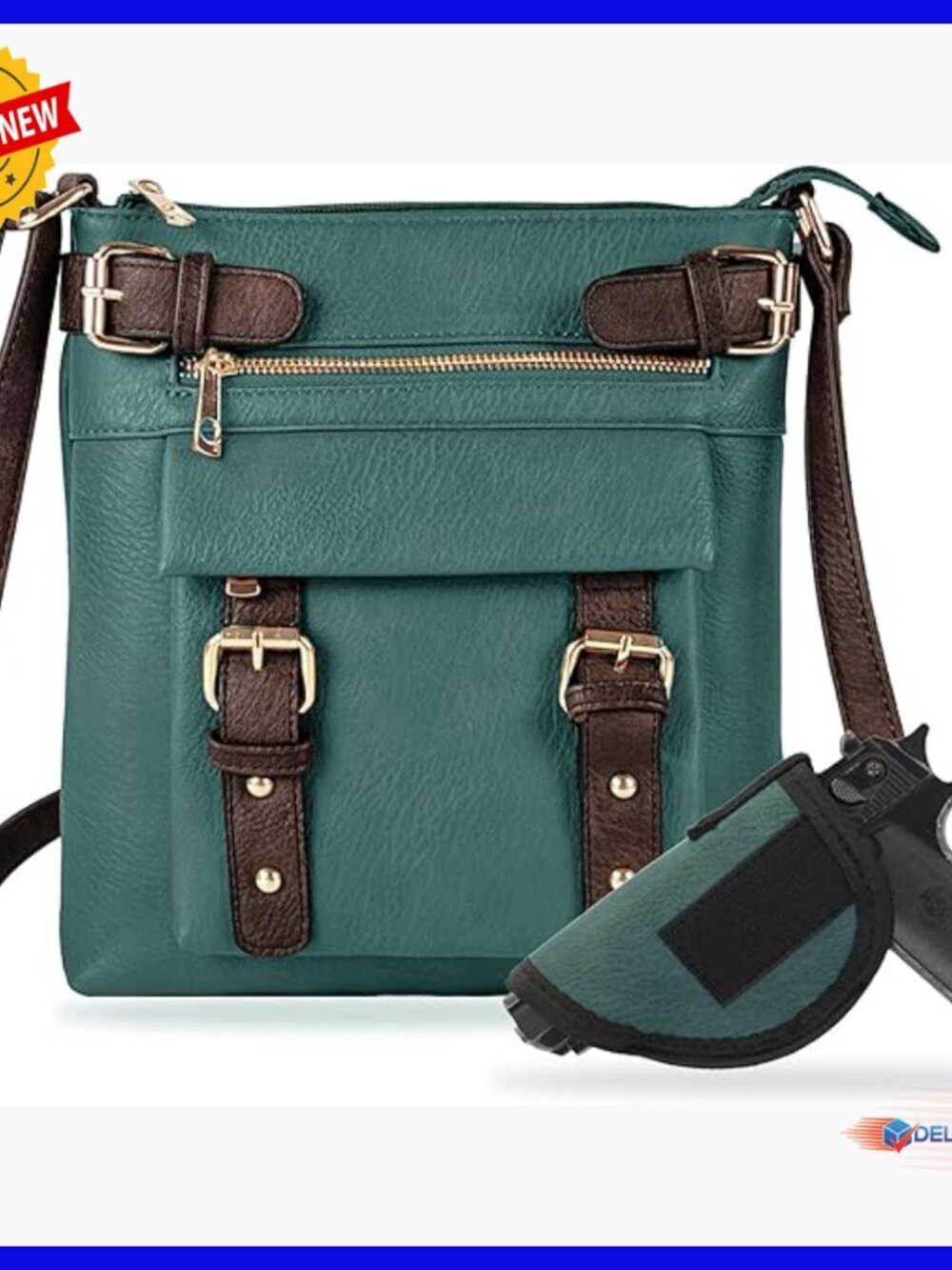 Medium Vegan Leather Crossbody Bag with Lockable Concealed Carry Compartment